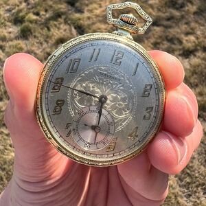1925 Waltham 14k Gold Filled Pocket Watch 21 Jewels Chain VTG Antique Model 1884